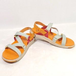 Earth Origins Veda Sport Sandal ~ Adjustable Outdoor Orange Seafoam EUC